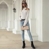 Long Sleeved Slim Fit Hollow-Out Pullover Shirt