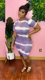 Plus Size Women Clothing Internet Celebrity Type Classic Tie Dye Printed Sheath Dress
