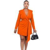 Plus Size Autumn Office Office Slim Fit Lace up Suit Skirt  Dress