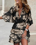 Women's Batman Sleeve V Neck Irregular Hem Dress