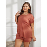 Plus Size Pajamas Women Summer Short Sleeve Home Wear Suit