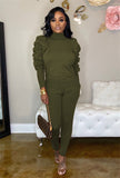 Plus Size Autumn Winter Women Pleating Set Two Piece Set Women