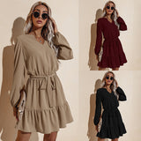 Round Neck Slim Long Sleeve Dress