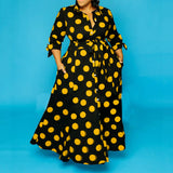 Plus Size Shirt Long Sleeve Dotted Prints Dress