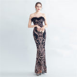 Craft Order Ostrich Feather High End Tube Top Evening Dress