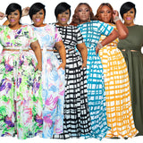 Plus Size cropped Two-Piece Set Multi-Color Printing Suit Women Two-Piece Set