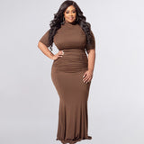 Plus Size Solid Color Short Sleeve Casual Two-Piece Suit  Women Suit