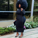 Plus Size Tight Sexy Solid Color Rib Fabric Long  Women Dress
