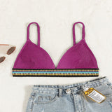 Retro Contrast Color Sexy Backless Spaghetti Straps Bikini Top