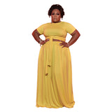 Plus Size Tie-Dyed Solid Color Casual Set  Women Two-Piece Suit