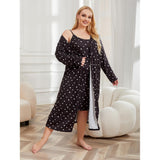 Plus Size Pajamas Women Light Luxury Cool Feeling Nightgown Bathrobe Two Piece Home Wear