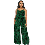 Plus Size New Jumpsuit Summer Leopard Print Sling Casual  Jumpsuit