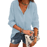 V Neck Long Sleeve Casual Shirt