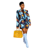 Women Clothing Nightclub Fashion Starry Sky Printed Woolen Single Button Blazer