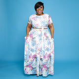 Plus Size cropped Two-Piece Set Multi-Color Printing Suit Women Two-Piece Set