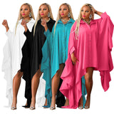 plus Size Women Clothes Autumn Winter Irregular Asymmetric Cardigan Solid Color Loose Dress