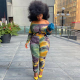 Plus Size Tie-Dye Printing Stylish Casual Two-Piece Suit  Women Suit