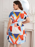 Plus Size Swing Office Dress With Irregular Asymmetric Geometric Abstract Pattern Maxi Dress Printed Abstract Floral