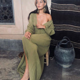 V-Neck Long Sleeve Loose Dress