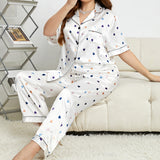 Plus Size Summer Creative Heart Pajamas Sexy Home Wear Simple Stylish Casual Comfortable Pajamas Suit