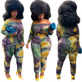 Plus Size Tie-Dye Printing Stylish Casual Two-Piece Suit  Women Suit