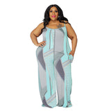 Plus Size Suspender Printed Loose Casual  Women Clothing One-Piece Trousers