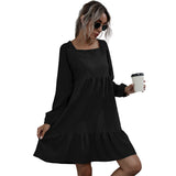 U Neck Slim Long Sleeve Dress