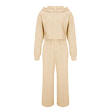 Sweater Suit Women Autumn Winter Casual Long Sleeve Hooded Sweater Wide Leg Pants Two Piece Suit