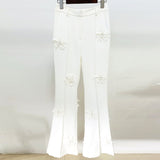 Stars Heavy Industry Three-Dimensional Floral Decoration Bootcut  3D Rose Pants Work Pant