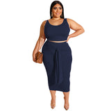 Plus Size Skinny Sheath Sexy Lace-up Casual Suit Women Two-Piece Suit