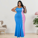 Plus Size Clothing Contrast Color Strap Dress