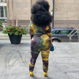 Plus Size Tie-Dye Printing Stylish Casual Two-Piece Suit  Women Suit