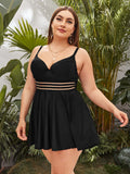 Plus Size Split Swimsuit Women High Waist Tankini Strap Swimwear