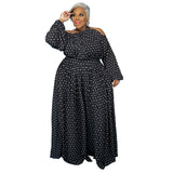 Plus Size Women Clothing  Printed Loose  Dress One Shoulder Strap Sexy Large Swing Dress