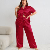 Plus Size Summer Casual Pajamas Two Piece Loose Trousers Pajamas Thin Homewear