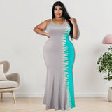 Plus Size Clothing Contrast Color Strap Dress