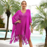 Summer Tassel plus Size Loose Hollow Out Cutout Beach Swimsuit Vacation Blouse for Women