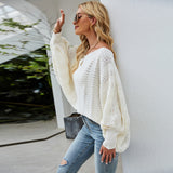 V-Neck  Long Sleeved Pullover Sweater