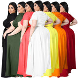Plus Size Plus Size Women  Solid Color Cross Lace-up Large Swing Skirt Two-Piece Suit
