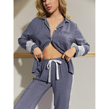 Pajamas Women Autumn Winter Long Sleeves Cardigan Lace Decoration Ladies Home Casual Suit Night Wear