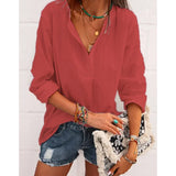 V Neck Long Sleeve Casual Shirt