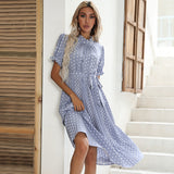 Medium Sleeve Round Neck Hollow Dress