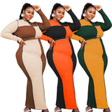 Plus Size Clothing Spring Color Matching Sexy  Casual Set