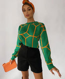 Russian   round Neck Line Pattern Woolen Top
