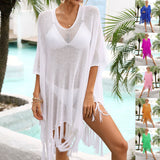Summer Tassel plus Size Loose Hollow Out Cutout Beach Swimsuit Vacation Blouse for Women