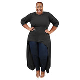 Plus Size Solid Color Stretch Knitted Loose Personalized  Women Dress