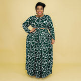 Plus Size Autumn Winter Printing Casual Set Women two piece set