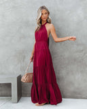 Summer Elegant Halter Long Solid Color Dress for Women