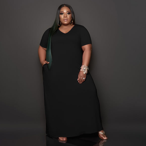 Plus Size Summer Casual Loose Long  Women Dress