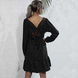 U Neck Slim Long Sleeve Dress